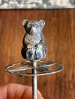 Teddy Bear Hatpin Hat Pin Holder 1909 Hallmarked Antique Sterling Silver