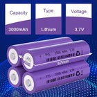 4x 3 7v 3000mah Li-ion Rechargeable Battery Button Top Cell For Flashlight