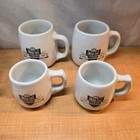 4 White Castle Mugs Vintage - 2 Large Coffee  2 Small Espresso
