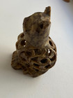 Hand Carved Stone Animal Figurine Vintage Decorative Sculpture Cat -rabbit Onyx