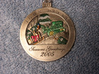 2005 John Deere Pewter Christmas Ornament   Black Cloth Bag