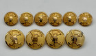 Holland   Sherry England Gilt Round Blazer Buttons Shank Lot Of 10 Golf Theme