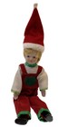 Pixie Elf Christmas Porcelain Doll Small Red Green Santa Hat 8    Posable