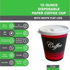 200 Pack 10 Oz  Disposable Hot Cups W  White Flat Lids - Leak-proof Coffee Cups