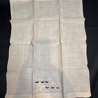 Vtg French Pink Linen Guest Towel Hand Embroidered Cutwork Art Deco 15 X 19