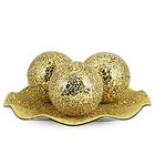  Centerpiece Bowl And Balls Set  Mosaic Tray With 3 Pieces Spheres  12  