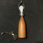 Vintage Mid Century Modern Mcm Teak Wood Table Lamp Leviton Socket Usa Working