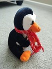Vintage 1998 Coca Cola Bean Bag Plush Penguin With Snowflake Scarf