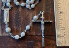 Vintage Pearl Look Bead Mid Century Catholic Rosary  Italy  New Old Stock In Box