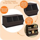  Stackable 3-bin Storage Cubby - Modular Toy And Craft Organizer With Espresso