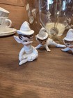 Vintage Lot Lefton Pixie Elf Elves Iridescent White Good Condition Mid Century