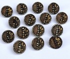 Rare 15 Vtg Victorian Mix Combination Metal Picture Shank Cup Buttons 9 16 