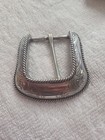 Vintage 1990s Western Floral Engraved Silver-tone Belt Buckle Taiwan 