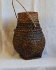 Antique Filipino Ifugao Ulbong Rice Basket Handwoven Bamboo Early 1900 s