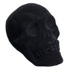 New Halloween Flocked Black Velvety Faux Moss Skull Skeleton Head