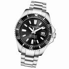 Stuhrling Depthmaster Men s Diver Quartz Watch Black Dial Steel Bracelet  2 box