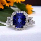 7 00 Ct Real Natural Sapphire Diamond Engagement Ring 14k Real White Gold Size 7