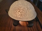 Vintage Cast Iron Turtle Light Nightlite Glass Shell White Shell Works 