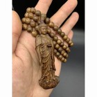 8mm 108 Natural Agarwood Beads Rulaifo Buddha Necklace Men Woman Lucky Pandent