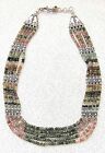 Yemenite Old Faceted Gemstone Bead And Filigree Silver 5 Strand Necklace  80 Gr 
