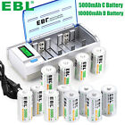 Ebl C D Size Rechargeable Batteries 5000 10000mah Ni-mh  C D Battery Charger Lot