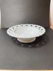 Vintage 5 1 2  White Milk Glass Candy Dish Ornate Mid Century Modern Mcm