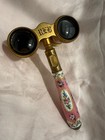 Antique C1890 Lemaire Paris Pink Enamel Opera Glasses Lorgnette Mop French  rare
