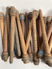 Wood Bobbins Quills Reclaimed Industrial 8  Wth Staples  Lot Of 30