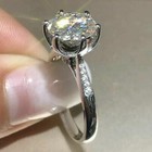 3ct Round-cut Real Moissanite Solitaire Engagement Ring 14k White Gold Plated