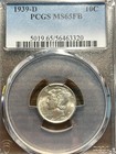 1939-d Mercury Silver Dime 10c Pcgs Mint State 65 Ms 65 Full Band Bands  fb 