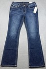 Miss Me Jeans Women s 32x34 Blue Bootcut Mid Rise Stretch Denim Rhinestone Nwt