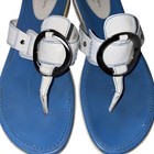 Cole Haan Women s Air Wedge Sandals 8b White Leather Blue Sole Comfort Shoes