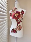 Red And Pink Applique  21    X 12     Big Patch Embroidered Flowers
