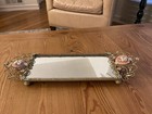 Vintage Rhinestone Dresser Tray Perfume Hollywood Regency Vanity Mirror 18 