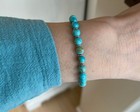 Stunning Natural 6mm Baby Blue Round Kingman Arizona Turquoise Sparkly Bracelet