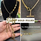 Vintage Gold Filled Pocket Watch Chain Necklace   T-bar  Swivel   Charm Enhancer