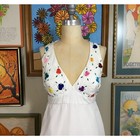 60s Thelma Acapulco Embroidered Maxi Dress White Cotton Boho Floral Resort Wear