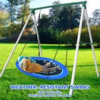500lb Metal Swing Set With 50 saucer Swing Heavy Duty Frame Outdoor Kids Playset