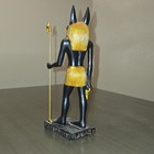 Egyptian Anubis Jackal God Statue Figurine Black Gold Staff Felt Bottom