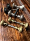 Vintage Door Knobs  Lot Black Glass  Brass  Latch Mixed Lot
