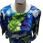 Vintage 70 s Original Pomare Hawaiian Maxi Dress Split Sleeves Back Slit Sz 14