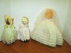 Vintage Set Of Three 3  Hard Plastic Dolls  Bride And Maids   Pre-owned