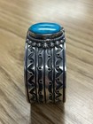 Native American Turquoise sterling Silver Signed Delvin John Cuff Bracelet 