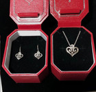 Brighton Crystal Necklace Earring Set Adjustable Alcazar Silv Heart Pendant Gift