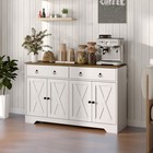 Kitchen Storage Sideboard  Buffet Cabinet With Barn Doors  White