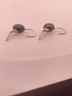 Sterling Silver  Green Round Cabochon Bezel Dangle drop Earrings For Lobe  Hook