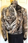 Nice St John Tiger Motif Knit Jacket With Rhinestones Sz 16