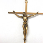 Vintage Brass Crucifix Wall Hanging Inri Bronze Jesus Christ On Cross