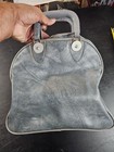 Vtg Brunswick Bowling Ball Bag Blue Grey Leatherette Vinyl Single Ball Carrier