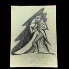 Original Art Deco Abstract Dancing Couple Sketch Pencil Drawing Roger Wasser